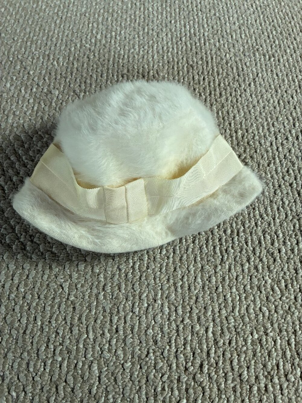Vtg 1960s Kangol England Mod Bucket Hat Creme Ivory Fuzzy